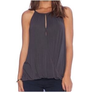 Michael Stars Keyhole Hi-Low Tank Dark Gray One Size